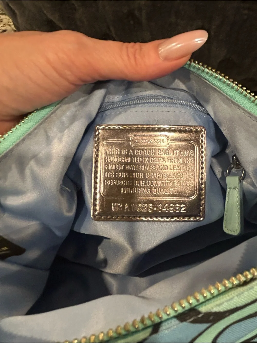 Coach Y2K Light-Blue and Black Poppy 3D Op Art Groovy Shoulder Bag